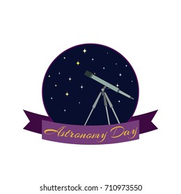 Astronomy day emblem. Label, greeting card decoration graphic element. Illustration vector