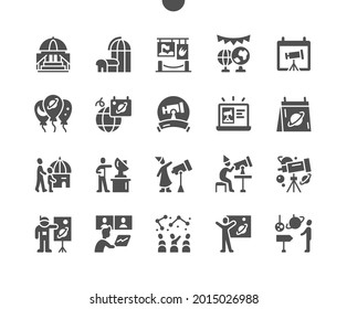 Astronomy Day. Observatory, telescope and planetarium. Cosmonauts public lectures. Calendar. Science museum. Holiday. Vector Solid Icons. Simple Pictogram