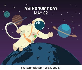 Astronomy Day poster, banner, card, background vector illustration.