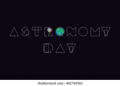 Astronomy day vector art with Earth and moon in the space
