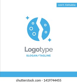 Astronomy, Destroyed, Galaxy, Planet, Space Blue Solid Logo Template. Place for Tagline