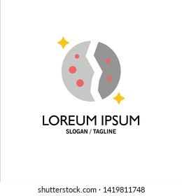 Astronomy, Destroyed, Galaxy, Planet, Space Business Logo Template. Flat Color