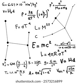 astronomy doodle formula, hand drawn 