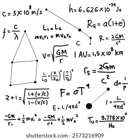 astronomy doodle formula, hand drawn 