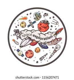 Astronomy doodles vector concept. Hand drawn space illustrations.