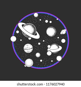 Astronomy doodles vector concept. Hand drawn creative space illustrations.