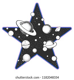 Astronomy doodles vector concept. Hand drawn creative space illustrations.