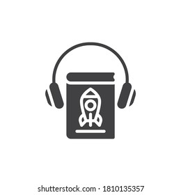 Astronomie e-Book Vektorsymbol. volles Flachzeichen für mobiles Konzept und Webdesign. Astronomie-Unterricht Hörbuch-Glyph-Symbol. E-Learning-Symbol, Logo-Illustration. Vektorgrafik