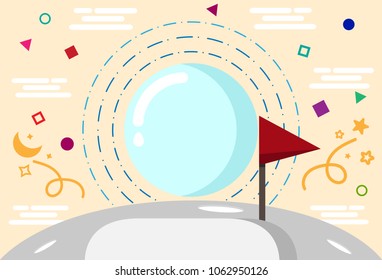 Astronomy education cartoon concept galaxy and space geometric shapes scatter abstract background vector illustration using for kids