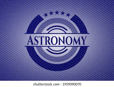 Astronomy emblem with jean background. Vector Illustration. Detailed. 