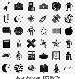 Astronomy exploration icons set. Simple style of 36 astronomy exploration vector icons for web for any design