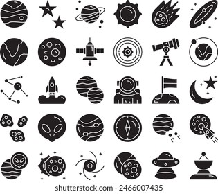 Astronomy fill icon set vector design illustration stock
