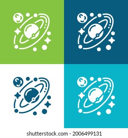 Astronomía Plano cuatro colores conjunto mínimo de iconos