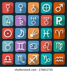 Astronomy flat vector icons