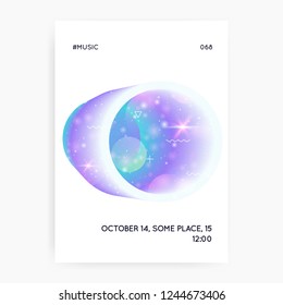 Astronomy flyer. 3d magic dreamer unicorn sparkles. Starry, Modern science template with planet, sun, deep fluid light. Holographic gradients. Astronomy flyer with galaxy shapes and star dust.