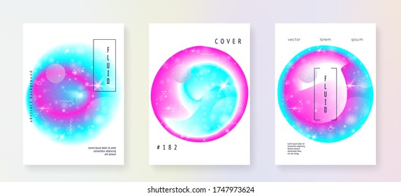 Astronomy flyer. 3d magic dreamer unicorn sparkles. Holographic gradients. Futuristic science template set with planets, sun, deep fluid light. Astronomy flyer with galaxy shapes and star dust.