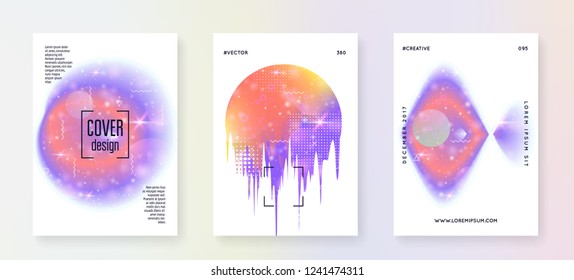 Astronomy flyer. Holographic gradients. 3d magic dreamer unicorn sparkles. Solar science cover set with planets, sun, deep fluid light. Astronomy flyer with galaxy shapes and star dust.