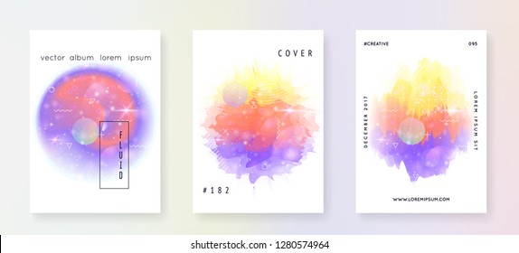 Astronomy flyer. Neon science template set with planets, sun, deep fluid light. 3d magic dreamer unicorn sparkles. Holographic gradients. Astronomy flyer with galaxy shapes and star dust.