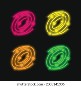 Astronomy four color glowing neon vector icon