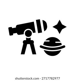 ícone de glifo de astronomia ilustração gráfico vetorial. Elemento simples ilustração vetor gráfico, adequado para aplicativo, sites e apresentações isolados no fundo branco