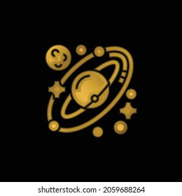Astronomy gold plated metalic icon or logo vector