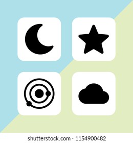 astronomy icon. 4 astronomy set with filled cloud, moon, star and space vector icons for web and mobile app