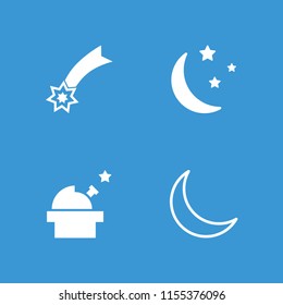 Astronomy icon. collection of 4 astronomy filled and outline icons such as moon and stars, observatory, falling star. editable astronomy icons for web and mobile.