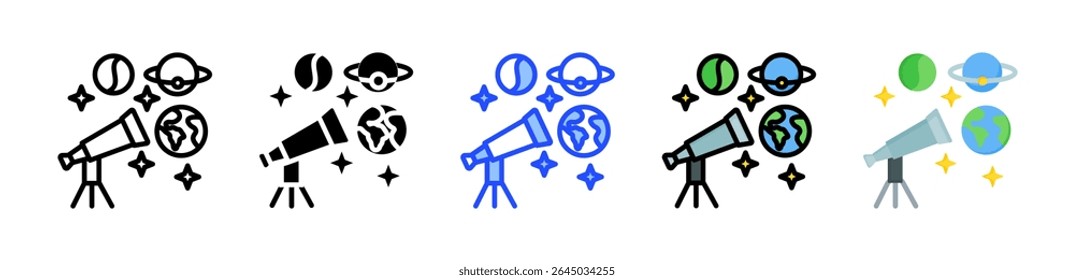 Coleção De Ícones De Astronomia Com Vários Estilos