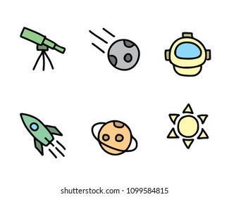 astronomy icon design illustration,hand drawn style design, designed for web and app