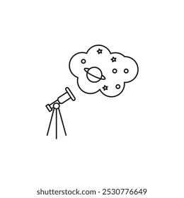 Astronomy icon flat line symbol set.
