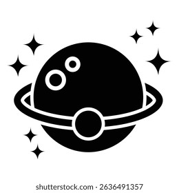 Astronomy icon Flat outline fill black and white
