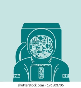 astronomy icon forming shape of astronomer