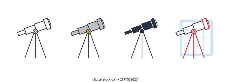 ilustración vectorial del icono de astronomía. plantilla de símbolo del telescopio para la colección de diseño gráfico y web