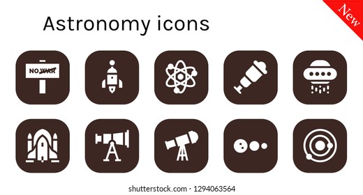  astronomy icon set. 10 filled astronomy icons. Simple modern icons about  - War, Rocket, Solar system, Spyglass, Ufo, Rocket ship, Telescope