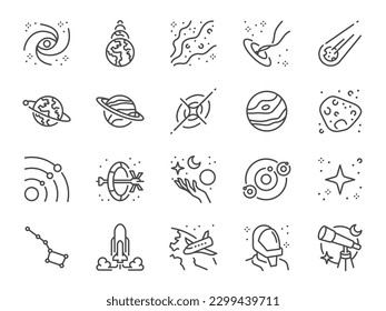 Astronomy icon set. It included the universe, star, nebula, space, and more icons.