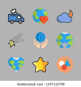 astronomy icon set. vector set about planet earth, shooting star, earth globe and satellite icons set.