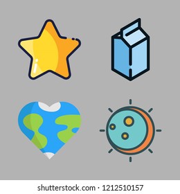 astronomy icon set. vector set about earth globe, eclipse, milky and star icons set.