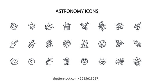 Astronomy icon set.vector.Editable stroke.linear style sign for use web design,logo.Symbol illustration.