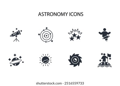 Astronomy icon set.vector.Editable stroke.linear style sign for use web design,logo.Symbol illustration.