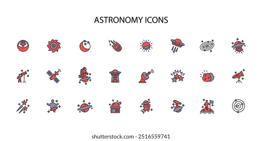 Ícone de astronomia set.vetor.Sinal de estilo editável de traço.linear para usar design da Web,ilustração logo.Symbol.