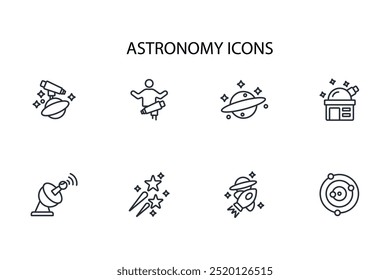 Astronomy icon set.vector.Editable stroke.linear style sign for use web design,logo.Symbol illustration.