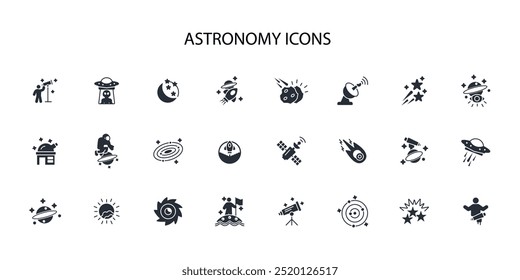 Astronomy icon set.vector.Editable stroke.linear style sign for use web design,logo.Symbol illustration.