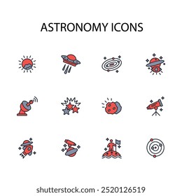 Astronomy icon set.vector.Editable stroke.linear style sign for use web design,logo.Symbol illustration.