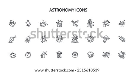 Astronomy icon set.vector.Editable stroke.linear style sign for use web design,logo.Symbol illustration.