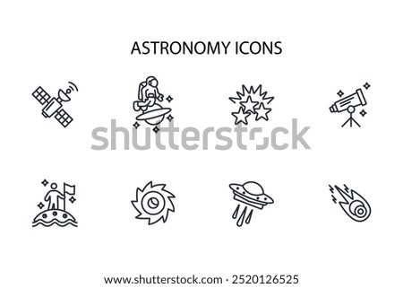 Astronomy icon set.vector.Editable stroke.linear style sign for use web design,logo.Symbol illustration.