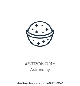 Astronomy icon. Thin linear astronomy outline icon isolated on white background from astronomy collection. Line vector sign, symbol for web and mobile
