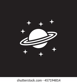 Astronomy icon vector, saturn planet solid logo, pictogram isolated on black, pixel perfect illustration