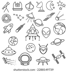 Astronomy Icon vector set. space illustration symbol collection. ufo sign or logo.