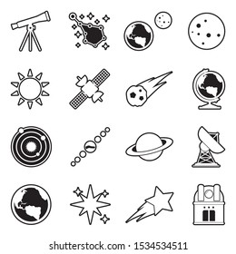Astronomy Icons. Line With Fill Design. Vector Illustration.