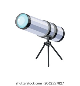 Astronomy isometric composition with big telescope on tripod stand vector illustration